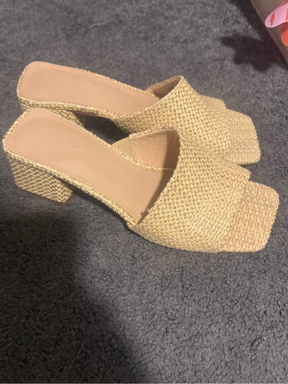 Katy Perry Collections Woven Beige Block Heel Mule